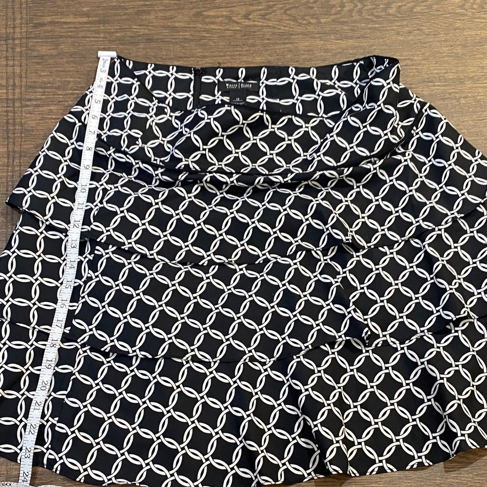 White House Black Market Asymmetrical Skirt - Black and White Chain Pattern